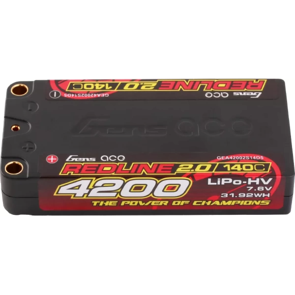 Gens ace Redline 2.0 4200mAh 7.6V 140C 2S HardCase HV Shorty LiPo Akku, 5mm Stecker